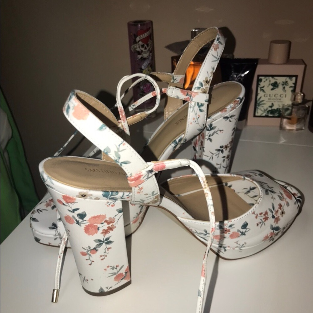 Saks Fifth Ave flower print heels